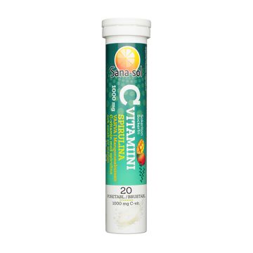 SANA-SOL C-VITAMIINI 100MG PORE SPIRULINA MANGO 20 KPL