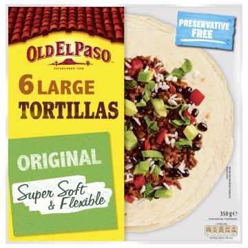 OLD EL PASO FLOUR TORTILLAS LARGE 6KPL 350 G