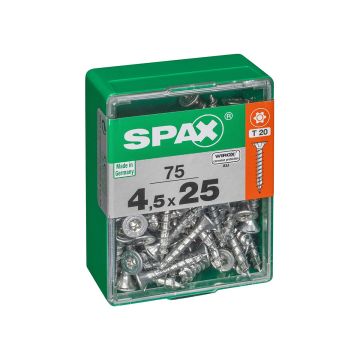 SPAX RUUVI TORX UPPOKANTA, KOKOKIERRE WIROX 4,5X25 M 75KPL