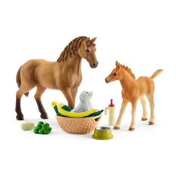 SCHLEICH BABY GROOMING SET & HORSE WITH PUPPY