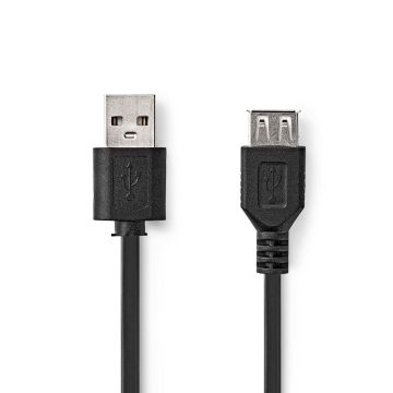 NEDIS USB 2.0 JATKOKAAPELI USB A UROS - USB A NAARAS PYÖREÄ 2 M