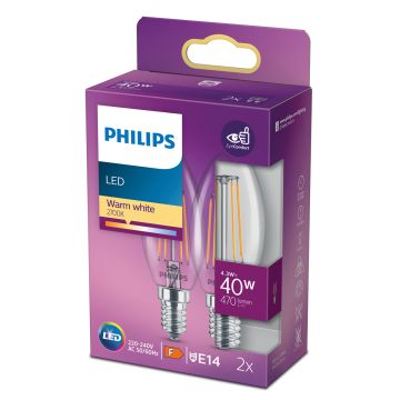 PHILIPS LED-LAMPPU 40W B35 E14 KIRKAS 470L 2700K