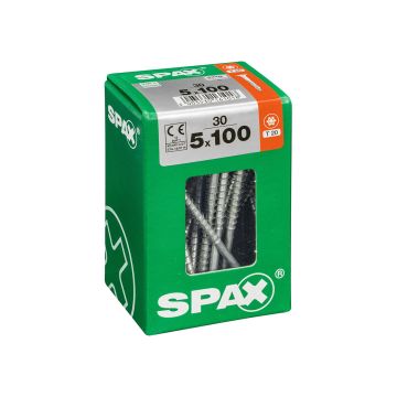 SPAX RUUVI TORX UPPOKANTA, OSAKIERRE WIROX 5X100 L 30KPL