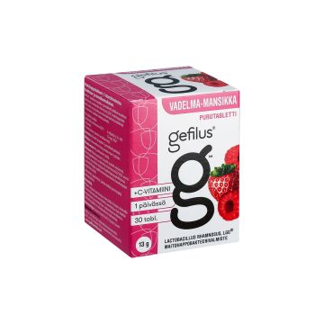 GEFILUS VADELMA-MANSIKKA PURUTABLETTI 30 KPL