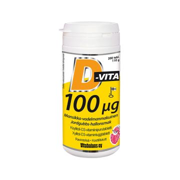 D-VITA 100 MIKROGR. MANSIKKA- VADELMANMAKU 200 KPL