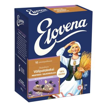 ELOVENA MUSTIKKA-VALKOSUKLAA VÄLIPALAKEKSI 100% KAURAA 10-PACK 3