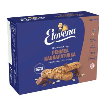 ELOVENA TUMMA SUKLAA PEHMEÄ KAURAPATUKKA 6X30G 180 G