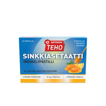 BIOTEEKIN TEHO SINKKIASETAATTI IMESKELYPASTILLI 24 KPL
