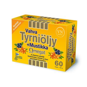 VIA NATURALE VAHVA TYRNIÖLJY + MUSTIKKA OMEGAT 60 KPL