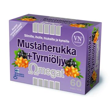 VIA NATURALE MUSTAHERUKKA + TYRNIÖLJY OMEGAT 60 KPL