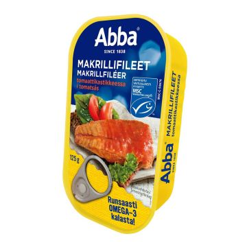 ABBA MAKRILLIFILEET TOMAATTI- KASTIKKEESSA MSC 125 G