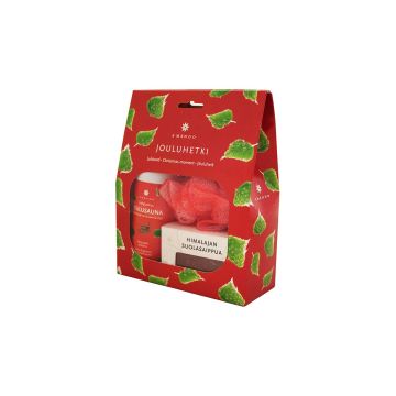 EMENDO JOULUHETKI: JOULUSAUNA 250ML, PUNAINEN PESUKUKKA JA HIMA