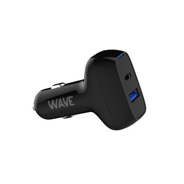 WAVE PIKALATAAVA AUTOLATURI, 1 X USB TYPE-C + 1 X USB-A (18W+18