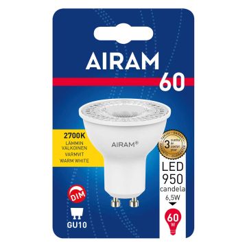 AIRAM LED KOHDELAMPPU PAR16 4W GU10, 480LM 950CD HIMMEN., 15 00