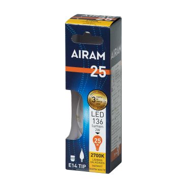 AIRAM LED KYNTTILÄLAMPPU KIRKAS PISARA 2,5W E14 FILAM. 250LM, 1