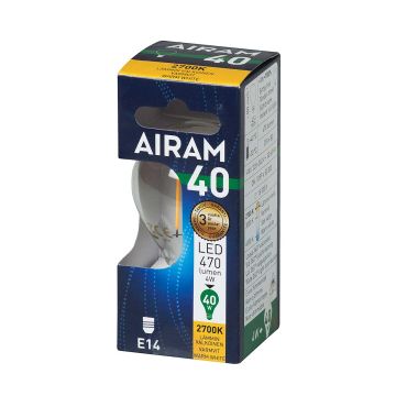 AIRAM LED MAINOSLAMPPU KIRKAS 4,5W E14 FILAM. 470LM, 15 000H