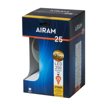 AIRAM LED GLOBE VAKIOLAMPPU KIRKAS 2,5W E27 POP-125 250LM, 15 0