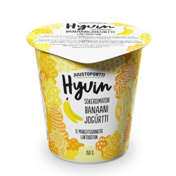 JUUSTOPORTTI HYVIN SOKEROIMATON JOGURTTI BANAANI LAKTON 150 G