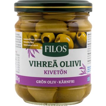 FILOS VIHREÄ KIVETÖN OLIIVI SUOLAVEDESSÄ 100 G