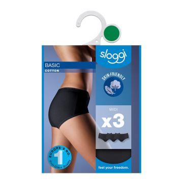 SLOGGI BASIC H MIDI 3-PACK 46 MUSTA