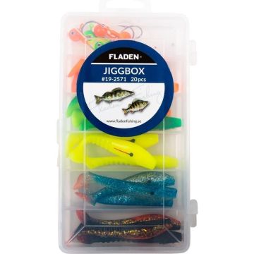 FLADEN JIGISETTI MINNOW SHAD JIGS IN TACKLE BOX 80MM, 20KPL