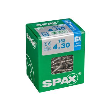 SPAX RUUVI TORX UPPOKANTA A2 RST TERÄS, OSAKIERRE 4X30 L 150KPL