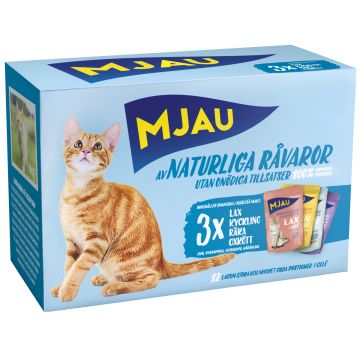 MJAU LAJITELMA LIHA&KALA HYYTELÖSSÄ 12*85G 1,02 KG