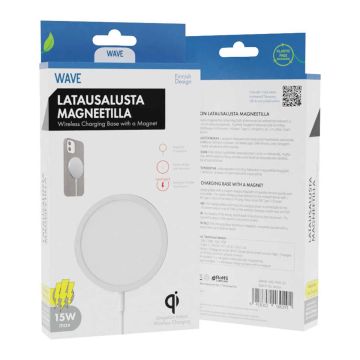 WAVE QI LANGATON LATAUSALUSTA MAGNEETILLA, VALKOINEN/HOPEA