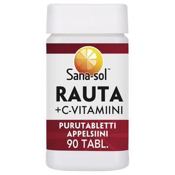 SANA-SOL RAUTA+C-VITAMIINI PURUTAB APPELSIINI 90 KPL
