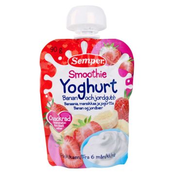 SEMPER SMOOTHIE BANAANIA, MANSIKKAA JA JOGURTTIA 90 G