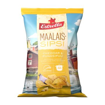 ESTRELLA MAALAISSIPSI CHEDDAR & PUNASIPULI 180 G