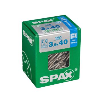 SPAX RUUVI TORX UPPOKANTA A2 RST TERÄS, OSAKIERRE 3,5X40 L 150KPL