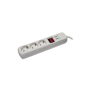 OPAL JATKOJOHTO KYTKIMELLÄ 3-OS + 2XUSB 1,4M