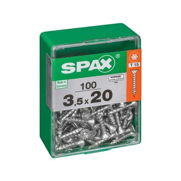 SPAX RUUVI TORX UPPOKANTA, KOKOKIERRE WIROX 3,5X20 M 100KPL