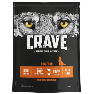 CRAVE KOIRAN TÄYSRAVINTO ADULT KALKKUNAA&KANAA 1KG