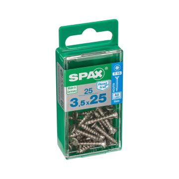SPAX RUUVI TORX UPPOKANTA A2 RST TERÄS, KOKOKIERRE 3,5X25 S 25KPL