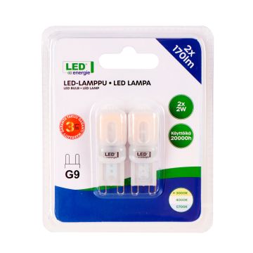 LED ENERGIE LAMPPU G9 2W, 170LM 3000K 2 KPL