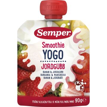 SEMPER SMOOTHIE BANAANIA, MANSIKKAA JA JOGURTTIA 90 G