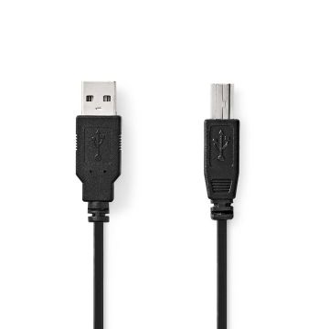 NEDIS USB 2.0 KAAPELI USB A UROS - USB-B MALE PYÖREÄ 2 M MUSTA