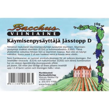 BACCHUS KÄYMISENPYSÄYTTÄJÄ 10 G