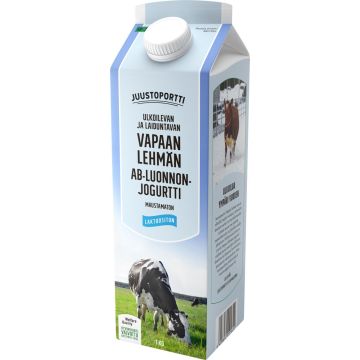 JUUSTOPORTTI VAPAAN LEHMÄN AB-JOGURTTI MTON LAKTON 1KG