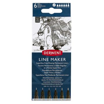 DERWENT GRAPHIK LINE MAKER 6 BLACK 0.05, 0.1, 0.2, 0.3, 0.5, 0.