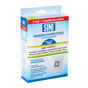 SINI 1685 MIKROKUITUPÖLYPUSSI 5 KPL + SUODATIN