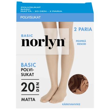 NORLYN BASIC 20 DEN POLVISUKAT, 2 PR/PAKKAUS, 9202 POWDER 36-