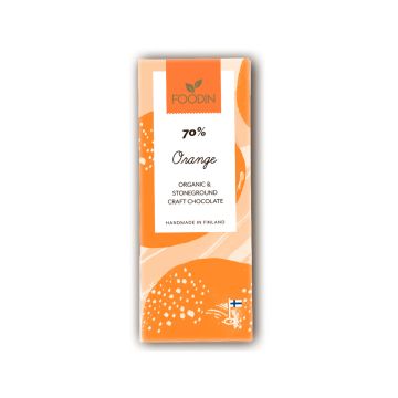 FOODIN RAAKASUKLAA ORANGE 70% LUOMU 40 G