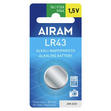 AIRAM NAPPIPARISTO ALKALI LR43/186 1,5V 1/BL