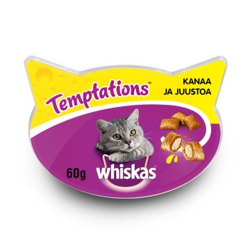 WHISKAS TEMPTATIONS KANAA JA JUUSTOA 60 G