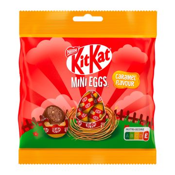 KITKAT MINISUKLAAMUNAT CHUNKY CARAMEL PÄÄSIÄISPUSSI 90 G