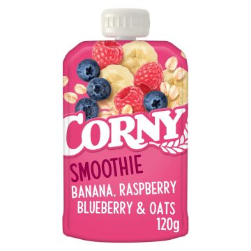 CORNY SMOOTHIE BANAANI, VADELMA, MUSTIKKA & KAURA 120 G