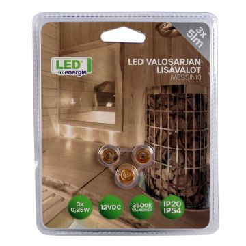 LED ENERGIE LISÄLAMPUT 3 KPL LED VALOSARJAAN 7031, MESSINKI